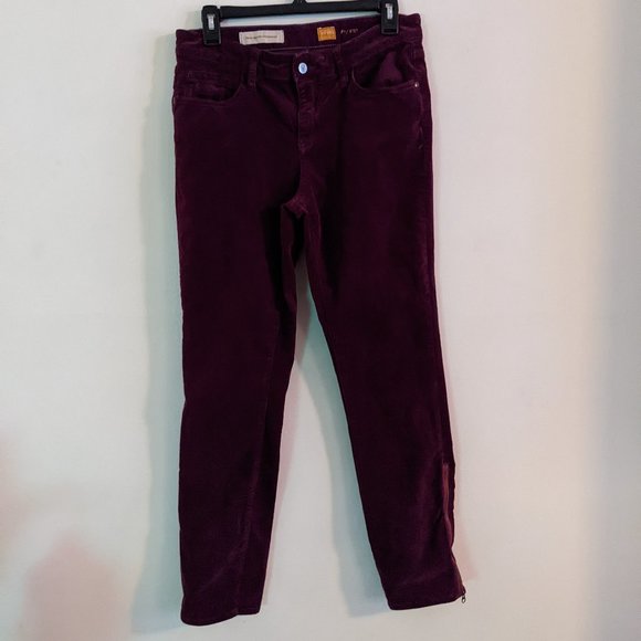 Pilcro & the Letterpress Wine Corduroy Pants Ankle Zip Size 29 - Picture 2 of 11
